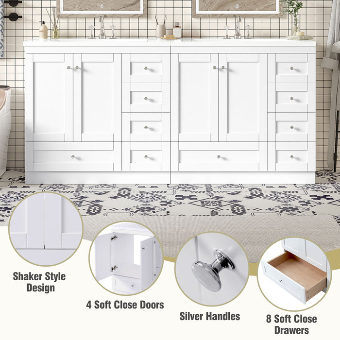 Shaker Free Standing Bathroom Vanity Cabinet With Sink, Soft Close Drawers, Soft Close Doors