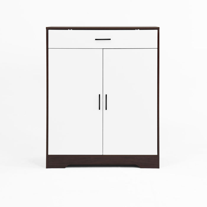 Freestanding Wooden Shoe Cabinet, 4 Tier Organizer With Drawer