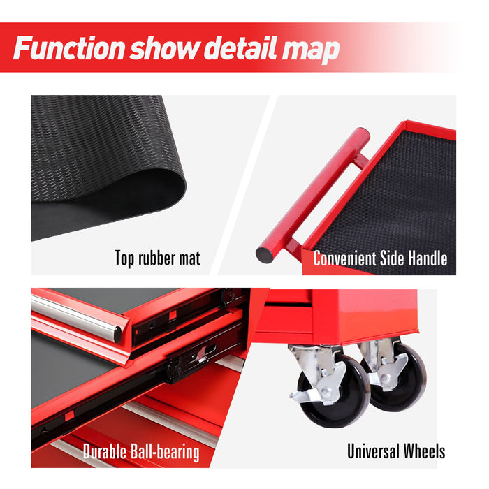 7 Drawer Rolling Tool Chest With Wheels, Multifunctional Tool Box And Storage