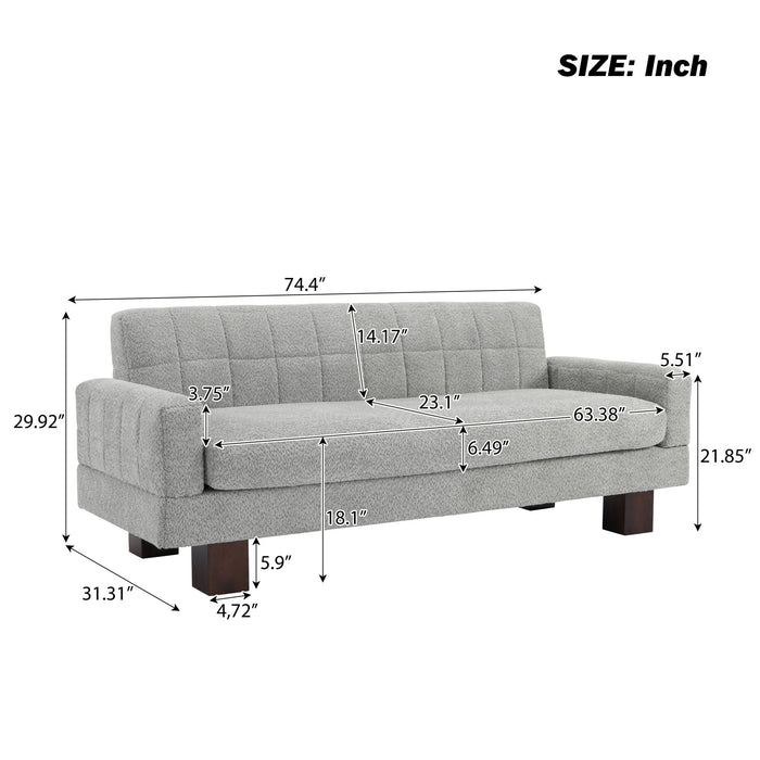 Modern Loveseat Sofa, 2 Seater With Square Arms For Living Room