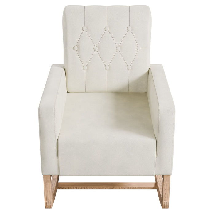 Rocker Chair With Tufted Back - Beige / Ivory