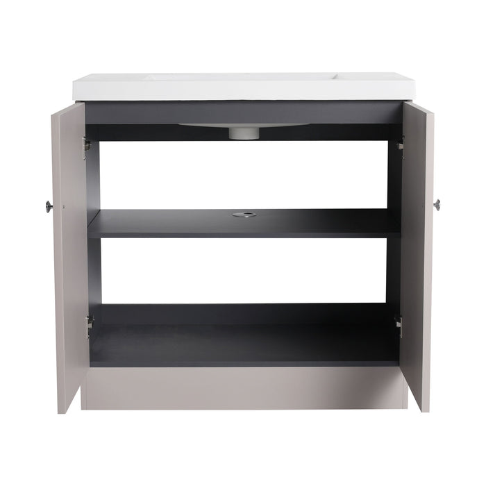 Contemporary Freestanding Bathroom Vanity With Resin Sink & Soft-Close Cabinet Doors