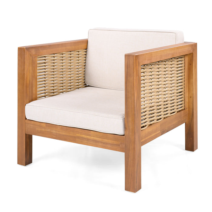 Outdoor Club Chair With Wicker Armrest