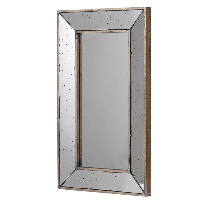 Distressed Accent Mirror, Traditional Style Framed Wall Mirror For Living Room
