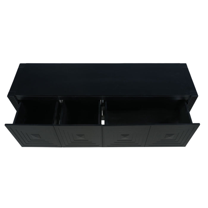 Geometric Carved Console Table With 3 Soft Close Drawers