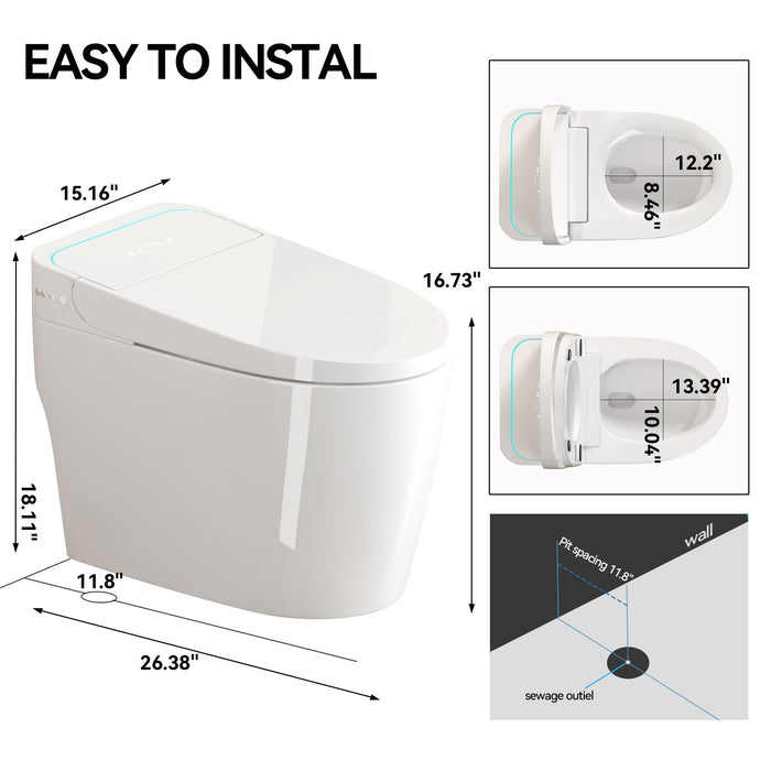 Smart Bidet Toilet With Auto Open / Close Seat