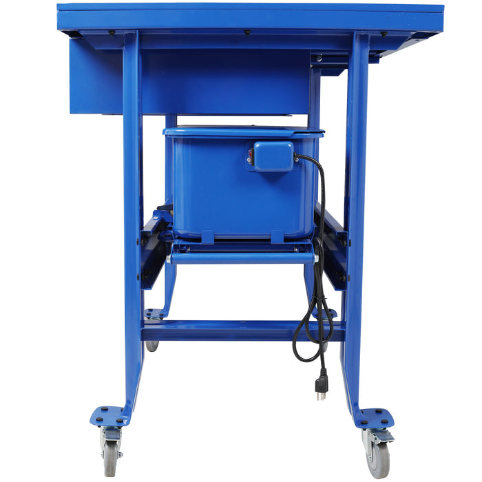 Mobile Tear Down Table With 3.5 Gallon Part Washer And 110V Pump - Blue
