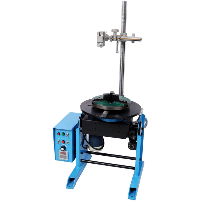 Heavy Duty Rotary Welding Positioner Turntable Table With Manual Tilt And 3 Jaw Lathe Chuck - Blue