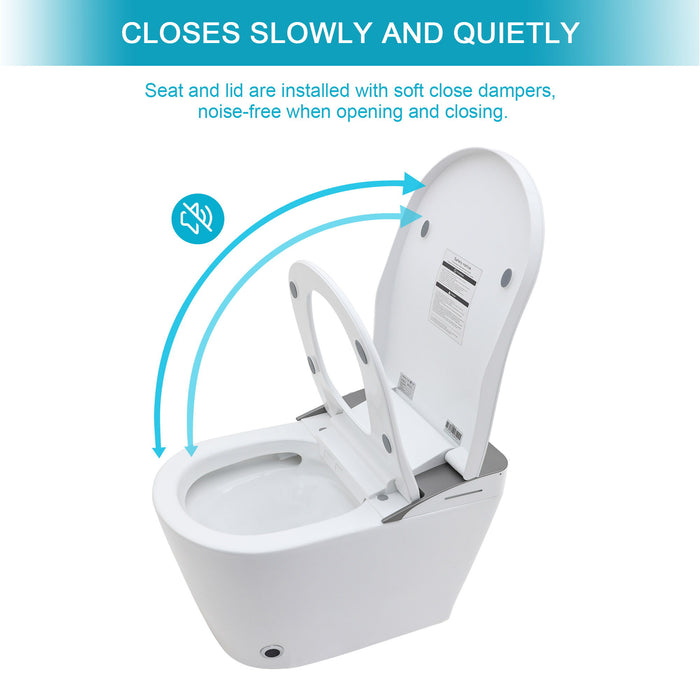 Smart Bidet Toilet Combo With Auto Open & Close, Heated Seat, Foot Sensor Flush, LED Display, Ceramic - White