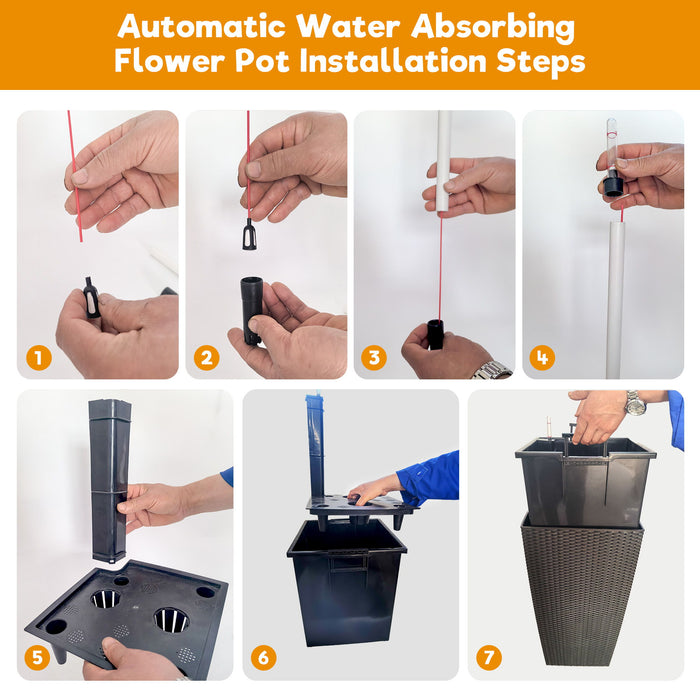 Tall Planters Set With Water Level Monitor And Auto Watering