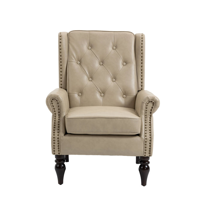 Modern Accent Armchair With Sturdy Wood Legs
