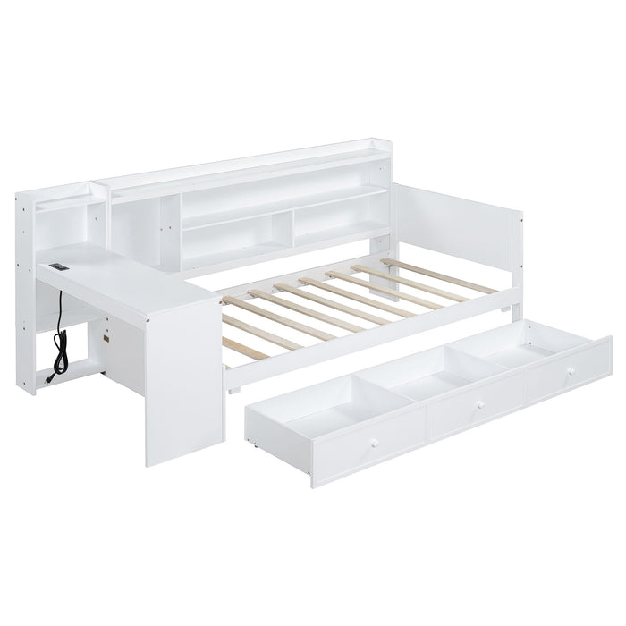 Daybed With 3 Drawers USB Ports And Desk