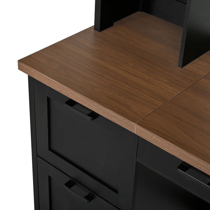 Farmhouse Computer Desk With Hutch
