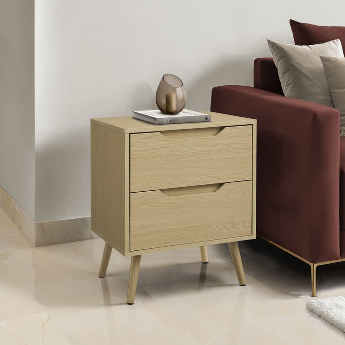 Accent Table With Storage Drawers - Natural