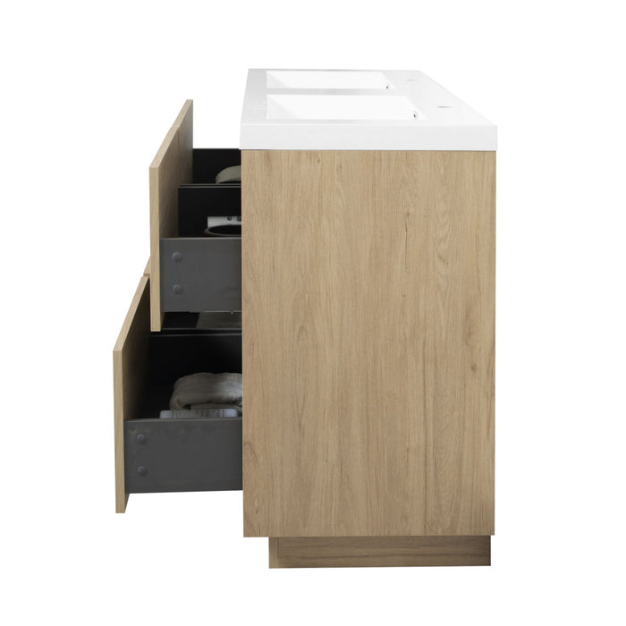 Bathin Freestanding Bathroom Vanity With Double Sinks, Bathroom Storage Vanity Cabinet With Stone Resin Countertop And Soft Close Drawers