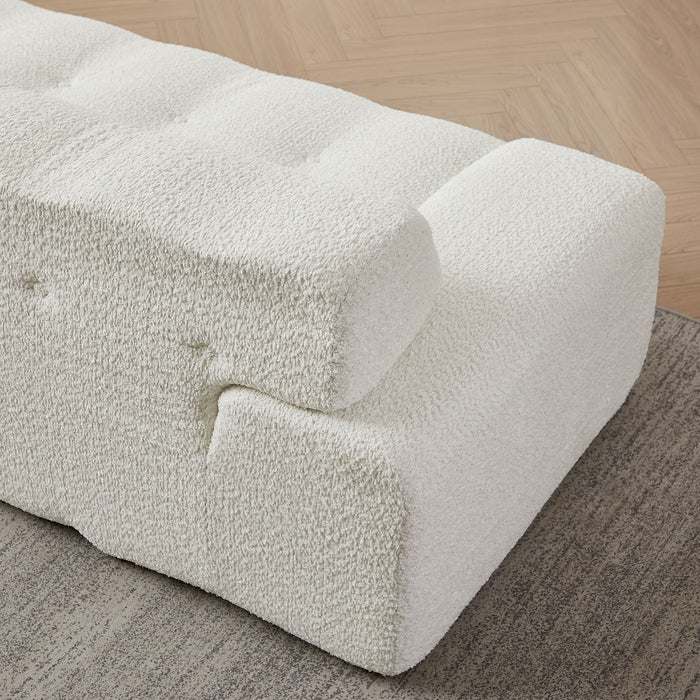 Cloud Series Minimalist Button Tufted Square Arm 3 Seater Sofa