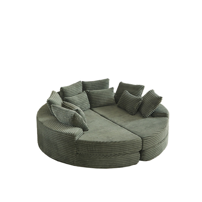 Round Oversized Sofa Bed With 5 Throw Pillows