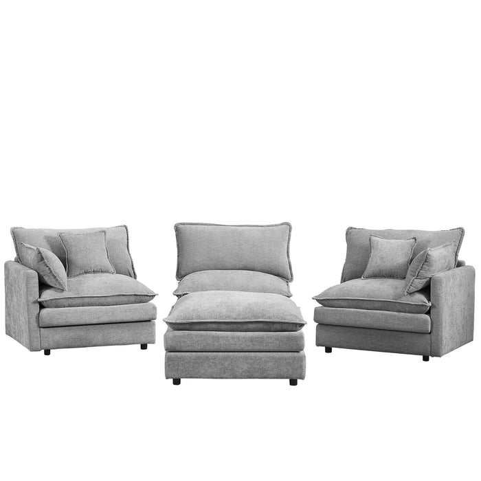Modular L-Shaped Sectional Sofa With Movable Ottoman