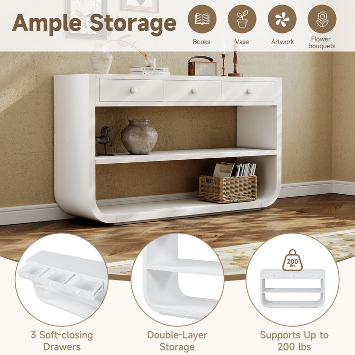 Console Table With 3 Soft Close Drawers & 2 Open Shelves