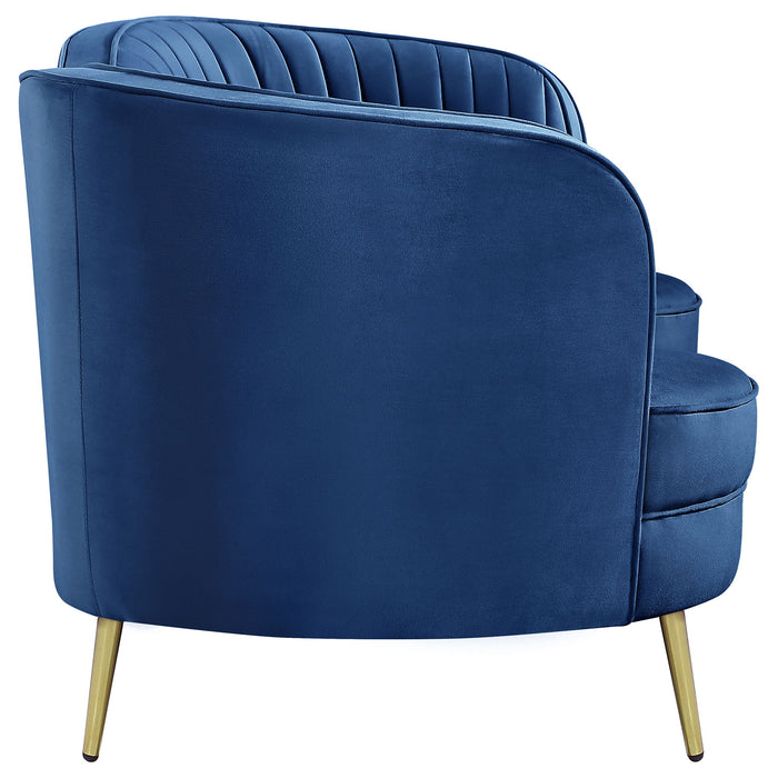 Marsden - Upholstered Vertical Channel Tufted Loveseat Seating With Tapered Legs - Blue