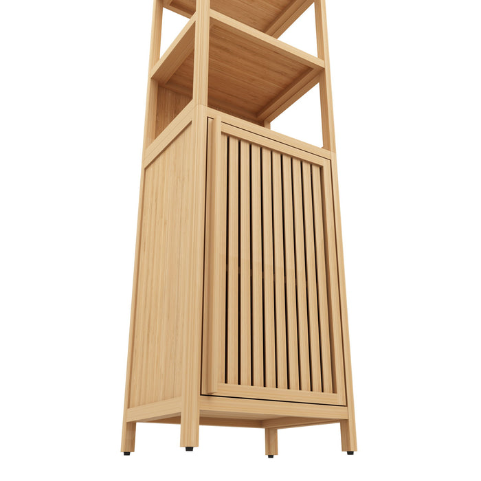Storage Cabinet With Tall Linen Tower, Multifunctional For Bathroom