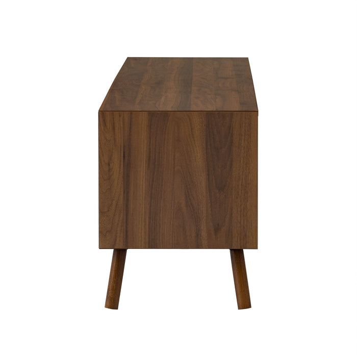 TV Stand With Soft Closing Hinges And Cable Management - Walnut