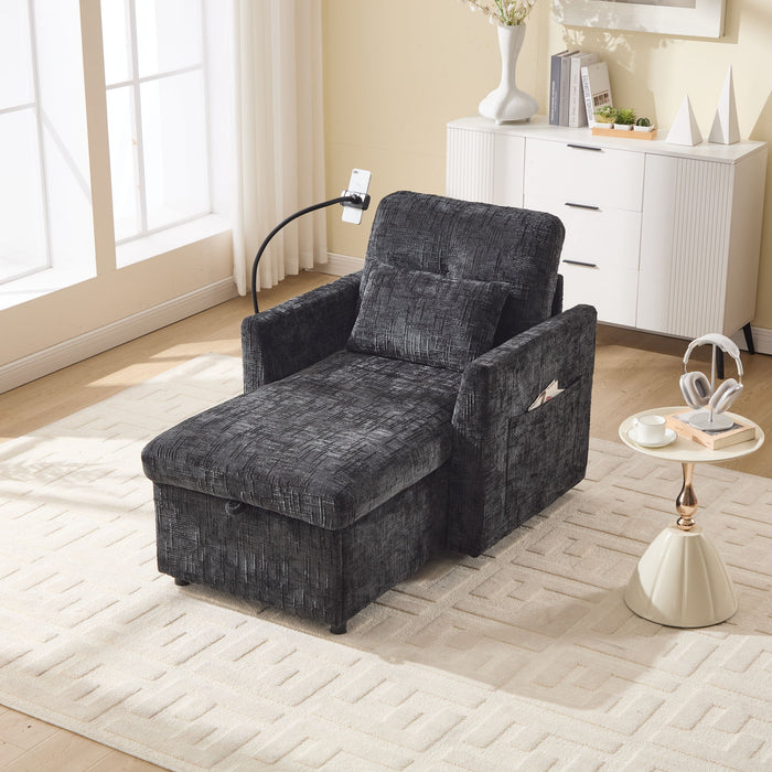Multifunctional Chenille Recliner Sofa With Storage And Phone Bracket