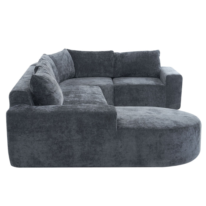Modular Cloud Sectional Sofa Set, U-Shaped Upholstered Couch With Deep Seat