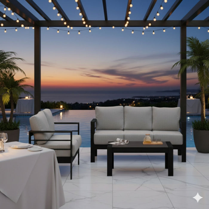 Outdoor Patio Set, All-Weather With Thick Cushions