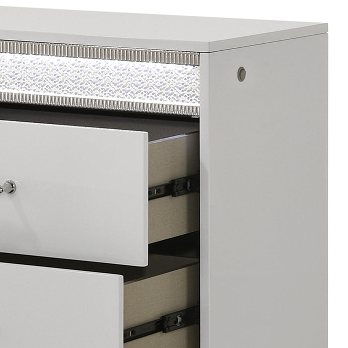 Glam - 2 Drawer Nightstand & LED Lighting - White