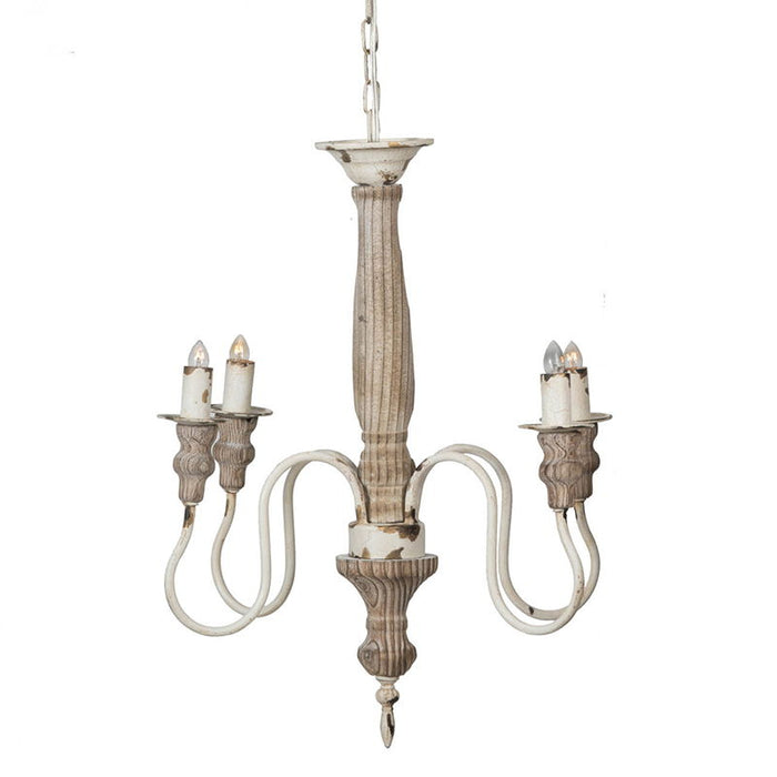 4 Light Chandelier, Hanging Light Fixture With Adjustable Chain For Kitchen, Bulb Not Included - Cream White