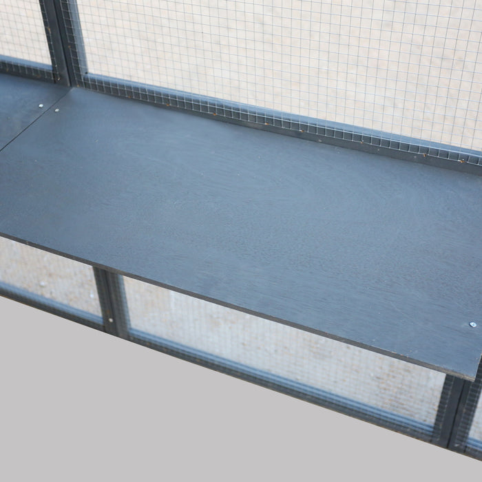 Spacious Wooden Cat Catio Outdoor Kitty House With Bridges And Roof Cover - Gray