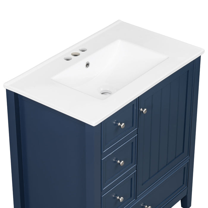 Modern Bathroom Vanity With Sink, 1 Cabinet & 3 Drawers