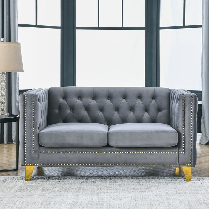 Upholstered Couch Sofa With Button Tufting For Living Room