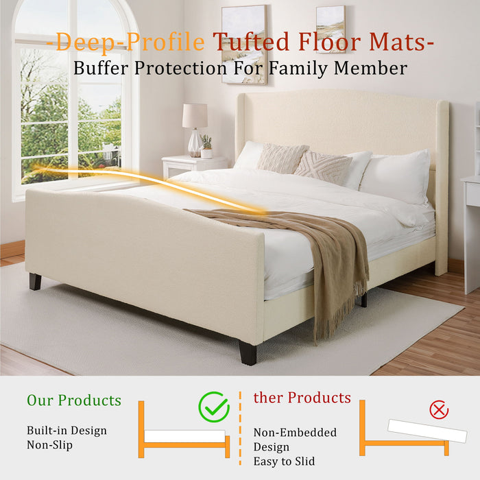 Platform Bed Frame With Tall Headboard And High Footboard