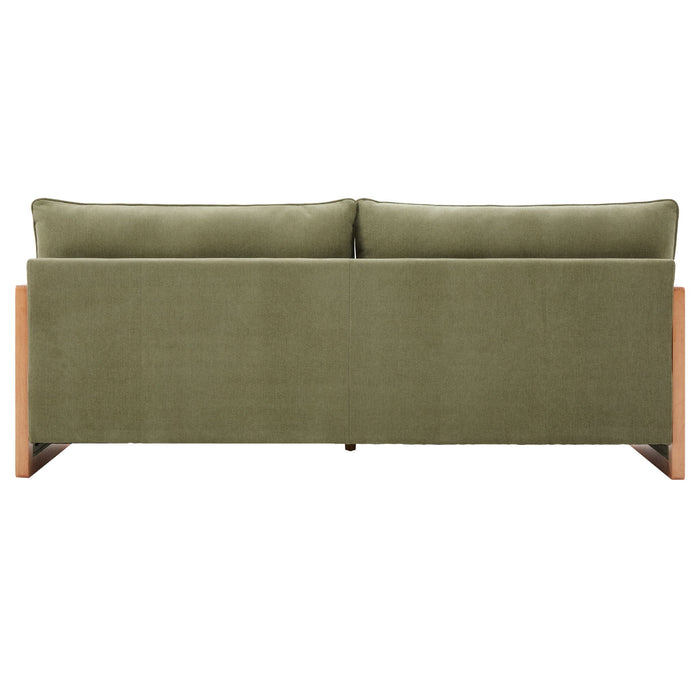 Modern 3 Seater Sofa With Wood Armrests