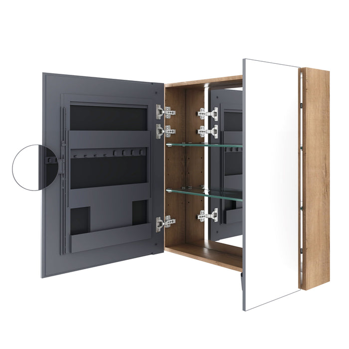 33.56" Wall Mounted Bathroom Cabinet With Adjustable Shelves - Imitative Oak