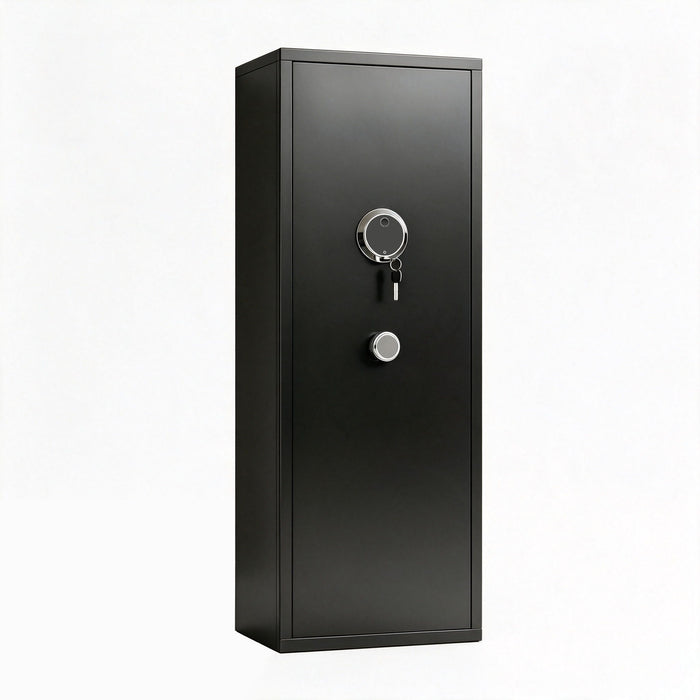 Rifle Safe, Biometric & Keypad Lock, Adjustable Gun Racks With Built In Alarm System