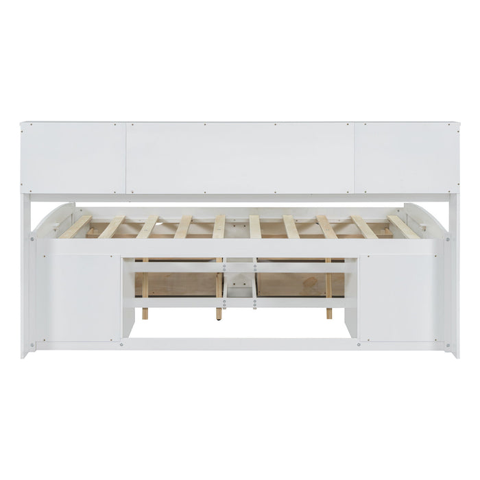 Daybed With 2 Bedside Cabinets, Upper Shelves And 4 Drawers