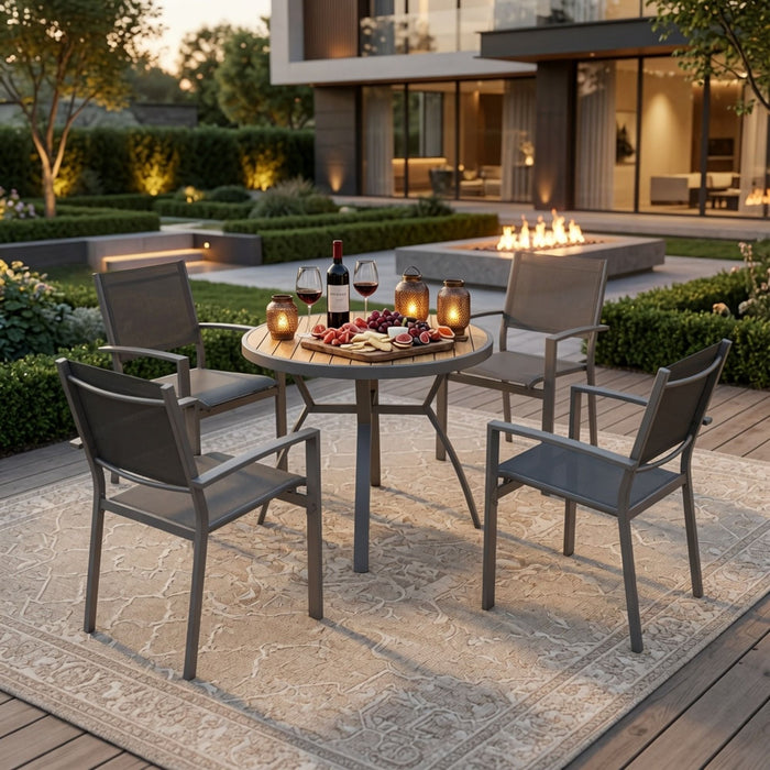 5 Piece Patio Dining Set & Table And Chairs For Outdoor Use - Gray