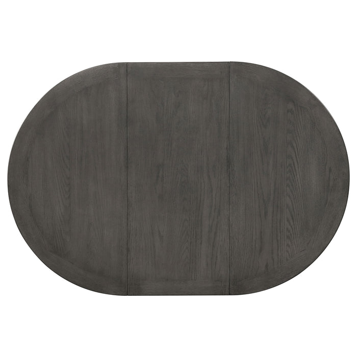 Lavon - Oval Extension Leaf Dining Table With Built In Storage - Gray