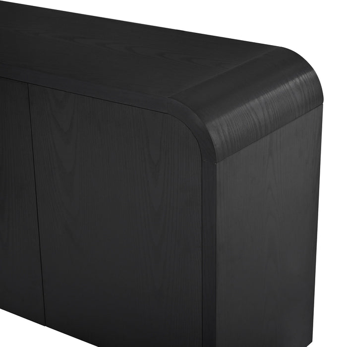 Curved Edge TV Stand With Large Cabinets
