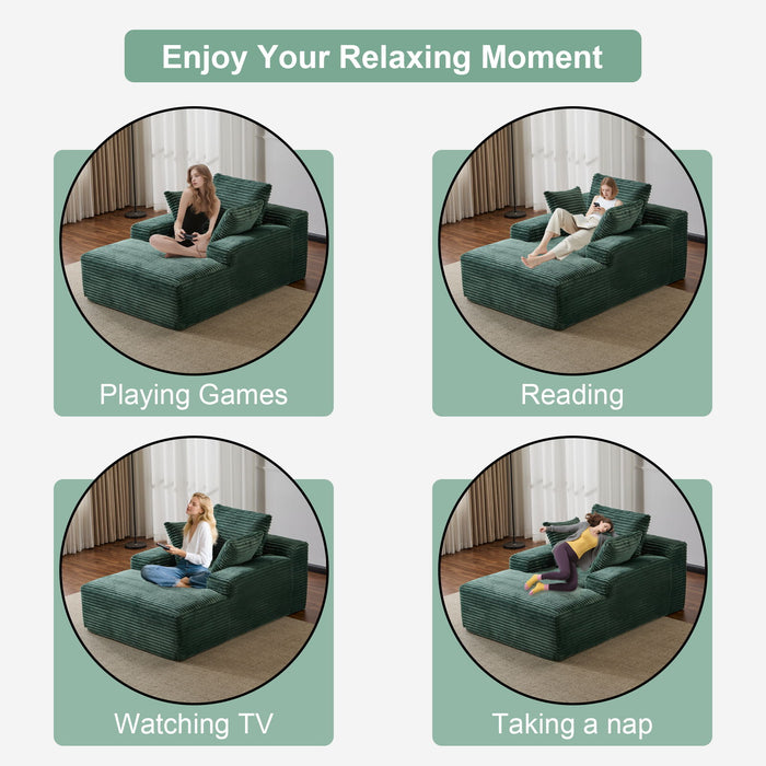 Oversized Chaise Lounge Chair Cozy Cloud Couch With 3 Throw Pillows And Wide Armrest