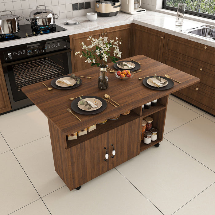 Multi Functional Folding Table With Storage Shelves And Wheels