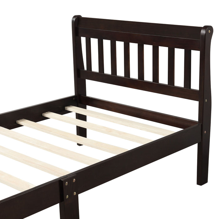 Platform Bed, Mattress Foundation Sleigh Bed With Headboard, Footboard, Slat Support
