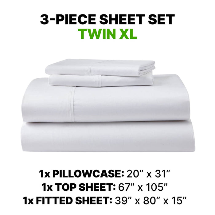 Sheet Set Luxurious Supima Cotton, Wrinkle Resistant, Breathable, With 2 Ghostgrip Band
