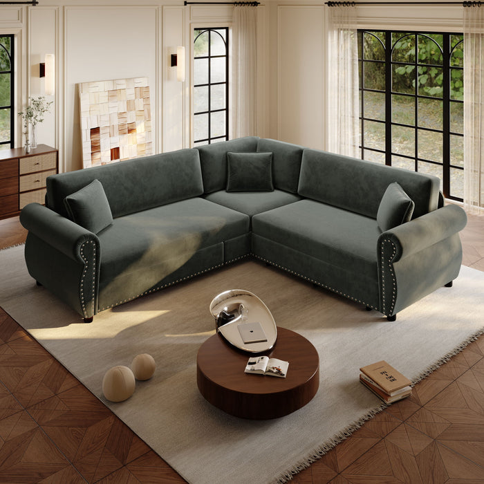 L-Shaped Sofa Couch With Pull-Out Bed