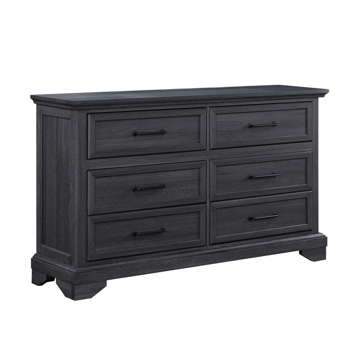 Colville - 6-Drawer Dresser With Black Metal Hardware - Charcoal