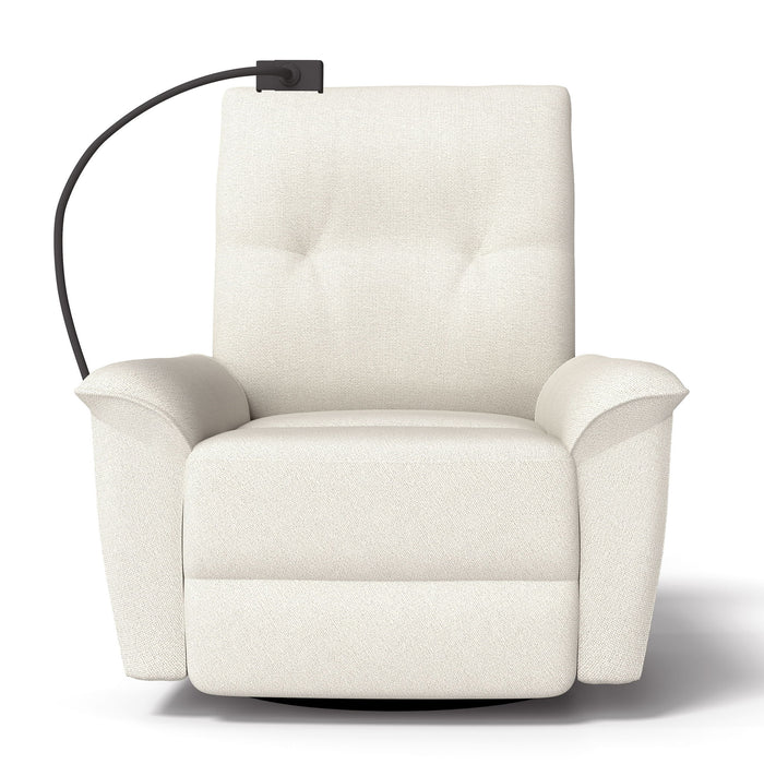 270° Power Swivel Rocker Recliner Chair With Phone Holder, Electric Glider Reclining Sofa With USB Ports For Living Room Bedroom - Beige