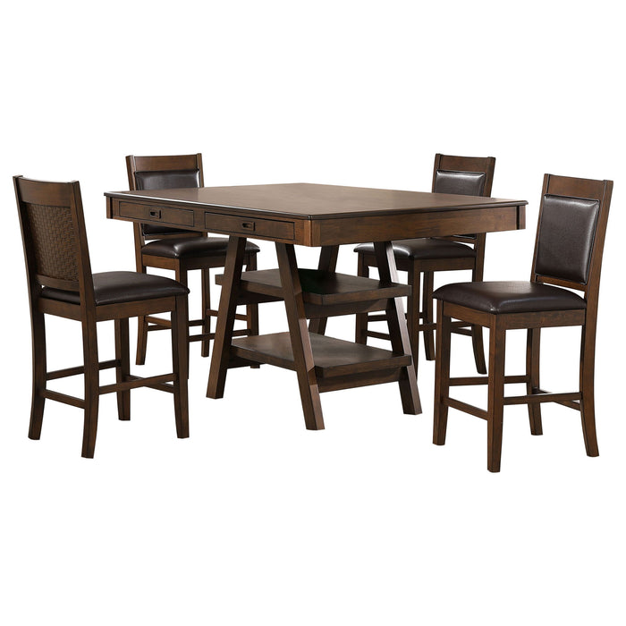 Ferrara - 5 Piece Counter Height Dining Set With Chairs - Walnut